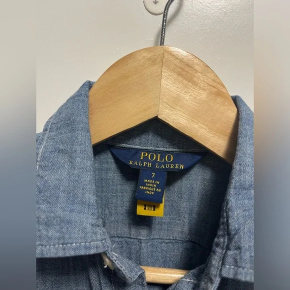 Polo Ralph Lauren Girls Denim Sleeveless Dress Size 7 - Picture 3 of 6